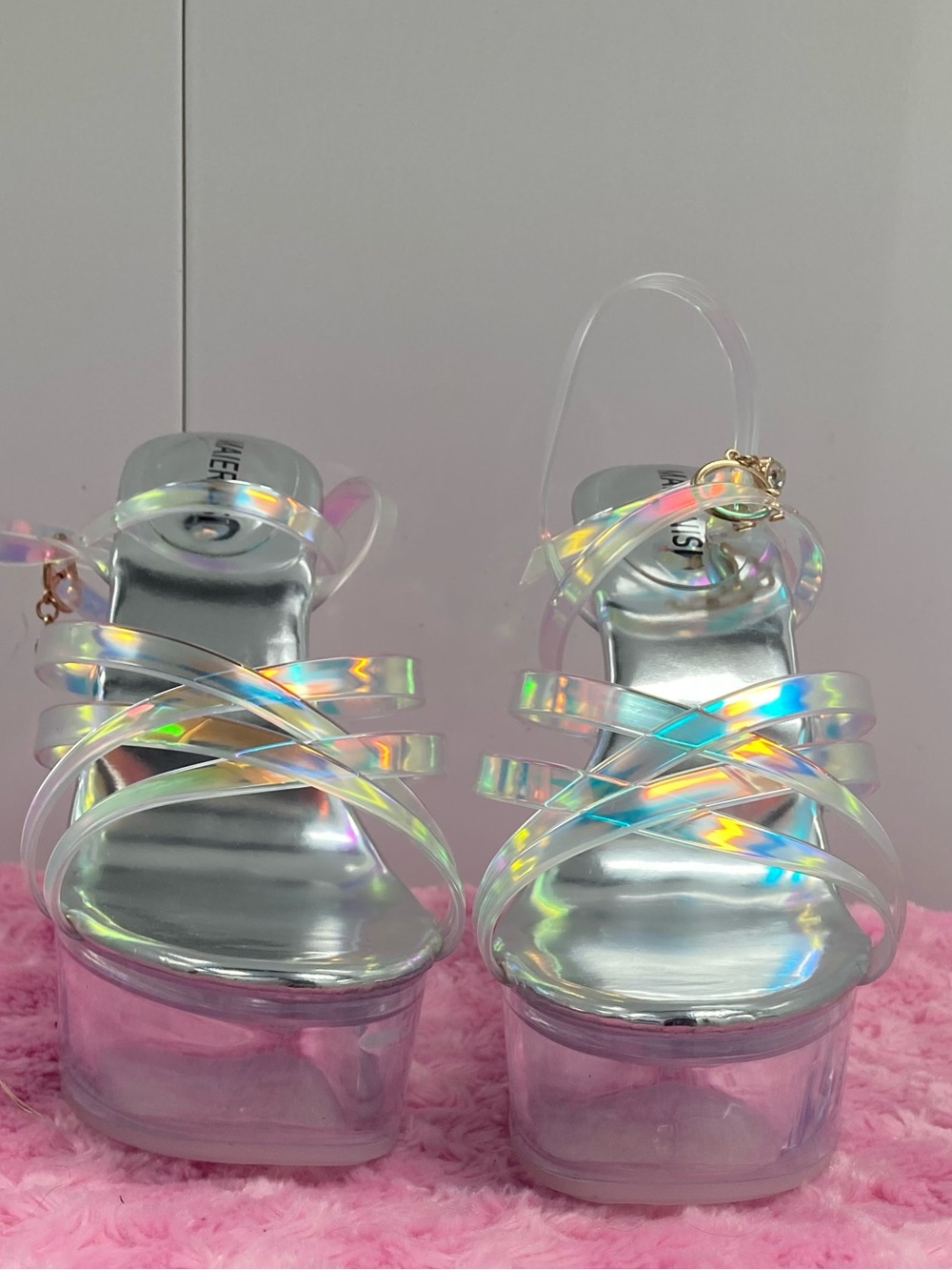 Clear Holographic Platform Sandals - Women